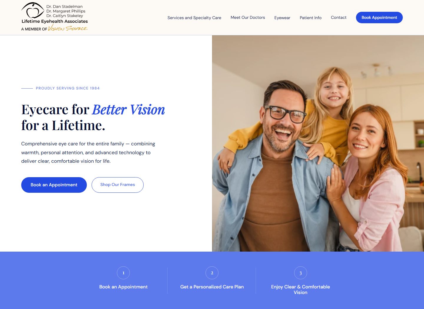 Lifetime Eyehealth Associates homepage screenshot