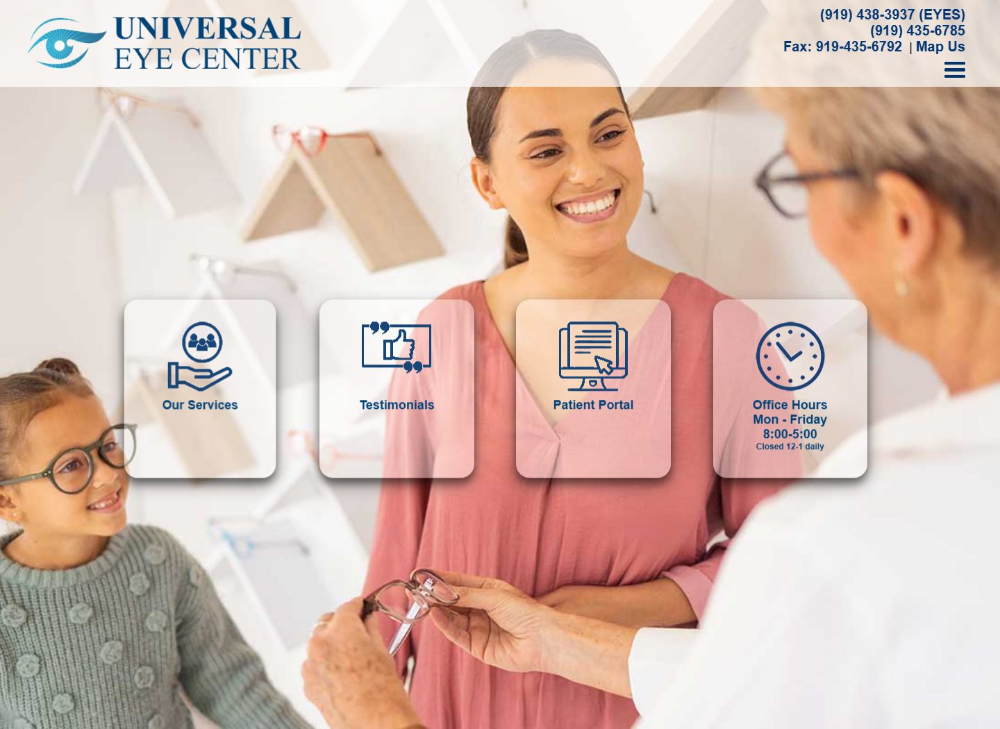 Universal Eye Center homepage screenshot